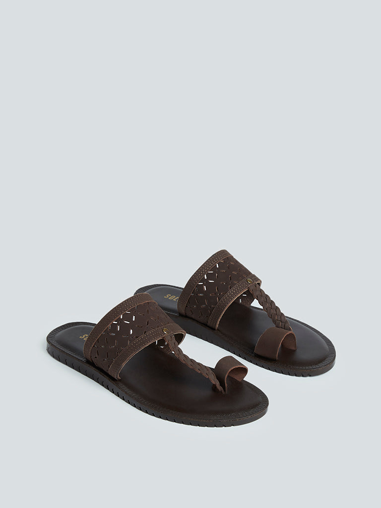 SOLEPLAY Dark Brown Kolhapuri Leather Sandals